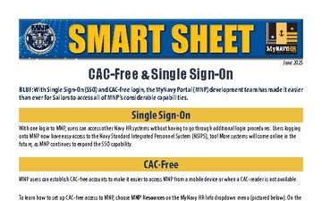 MyNavy Portal Smartsheet CAC-Free and Single Sign-On