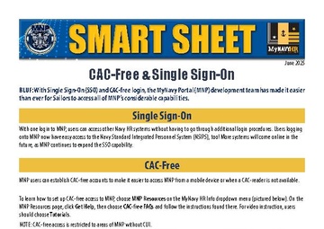MyNavy Portal Smartsheet CAC-Free and Single Sign-On
