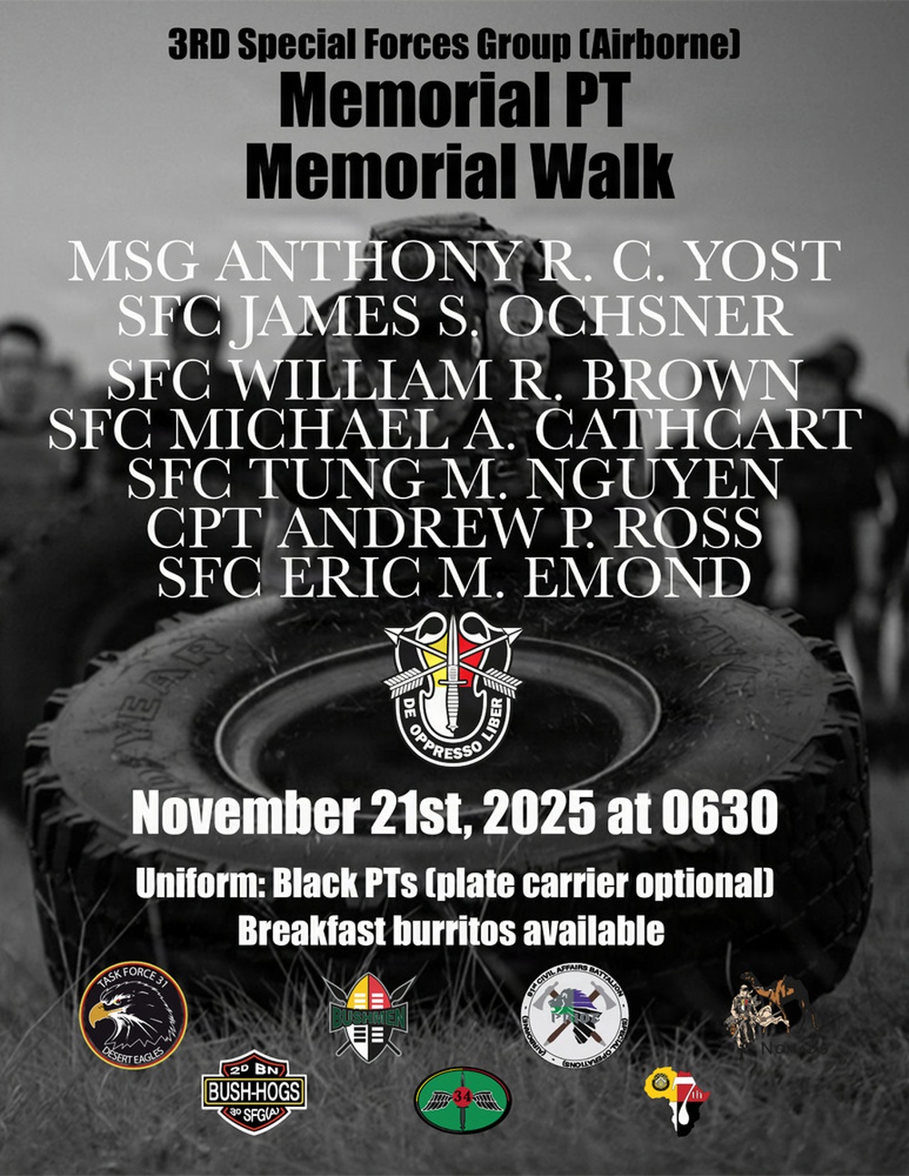 3rd Special Forces Group plans memorial workout for 61 fallen soldiers