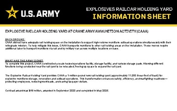 Crane Army Ammunition Activity Modernization Project information Sheet - Explosives Railcar Holding Yard
