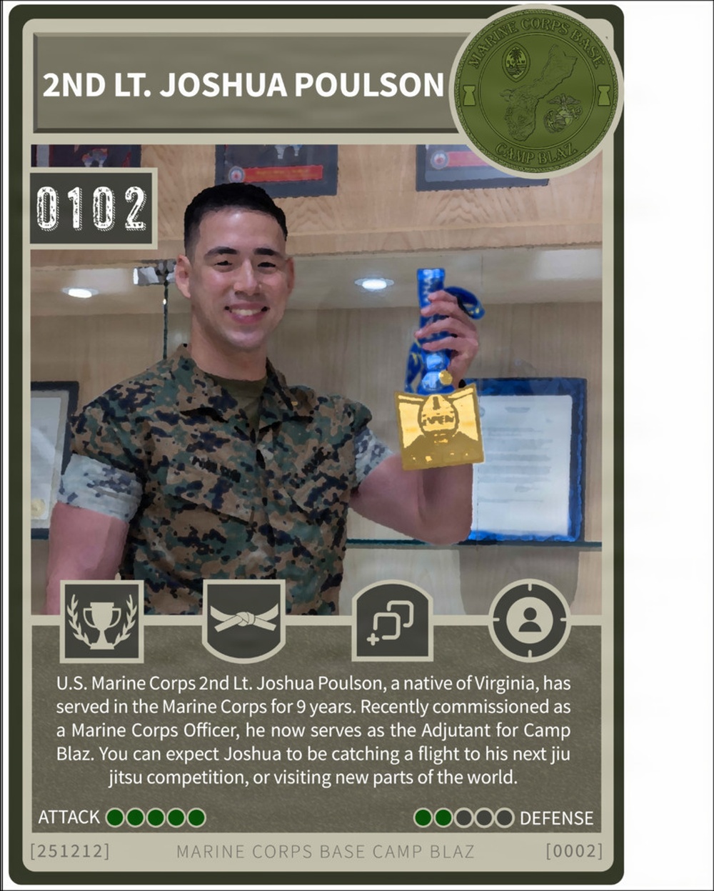 MCB Camp Blaz Trading Card: 2nd Lt. Joshua Poulson #002