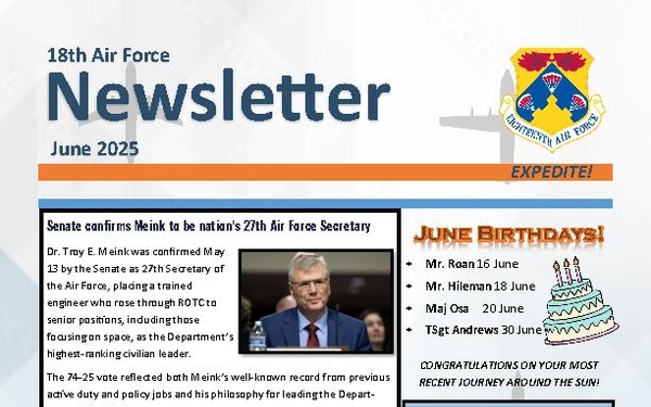 Eighteenth Air Force June 2025 Newsletter