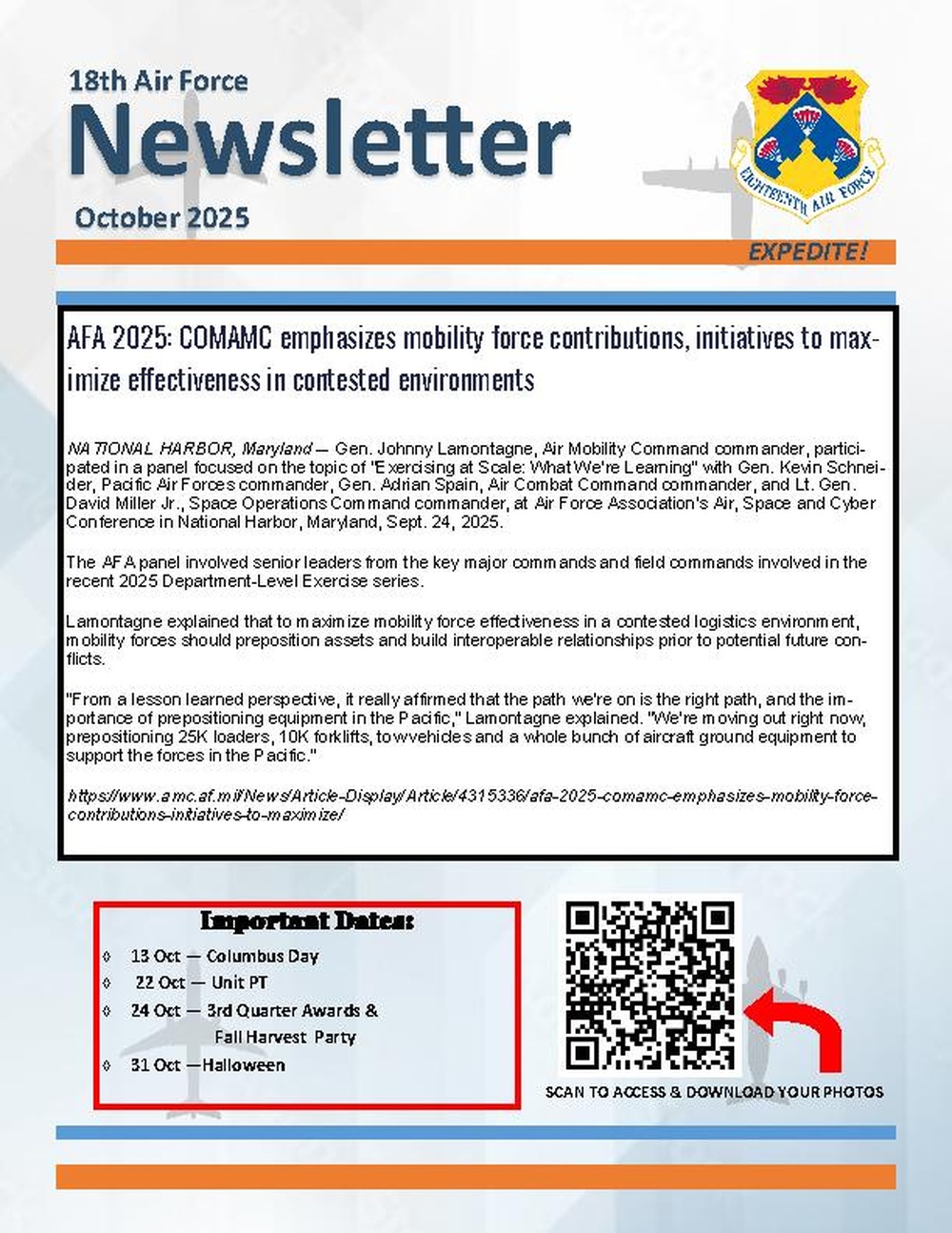 Eighteenth Air Force Oct 2025 Newsletter