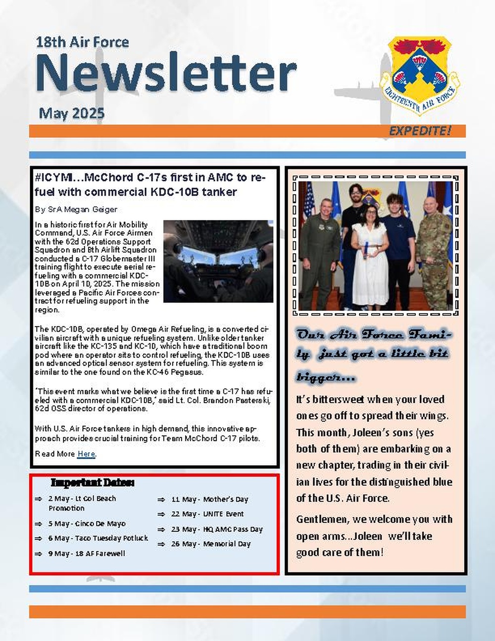 Eighteenth Air Force May 2025 Newsletter