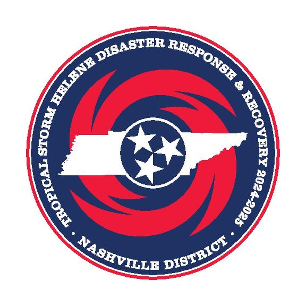 Tropical Storm Helene Disaster Response &amp; Recovery 2024-2025 Nashville District logo design