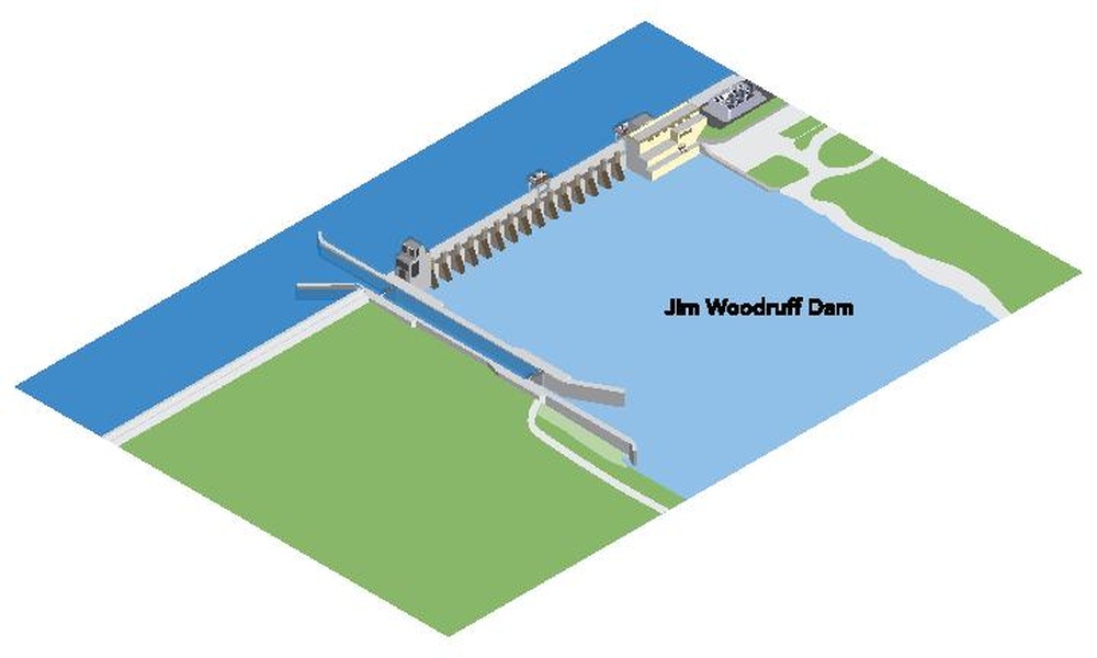 Jim Woodruff Dam Isometric Graphic