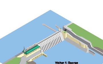 Walter F. George Lock and Dam Isometric Graphic