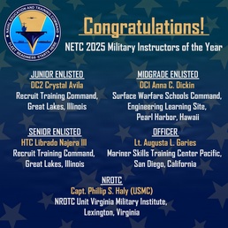 Naval Education and Training Command Announces the 2025 Military Instructors of the Year