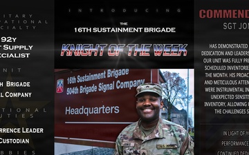 The 16th Sustainment Brigade Knight of the Week Spotlight