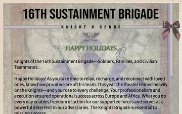 16th Sustainment Brigade Winter 25' Holiday message