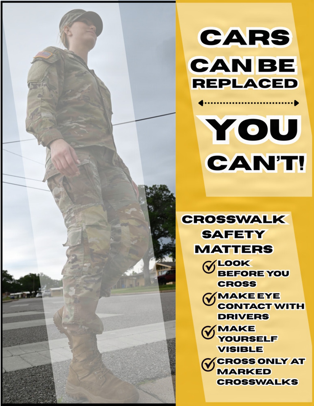 DES safety campaign graphic/crosswalk safety