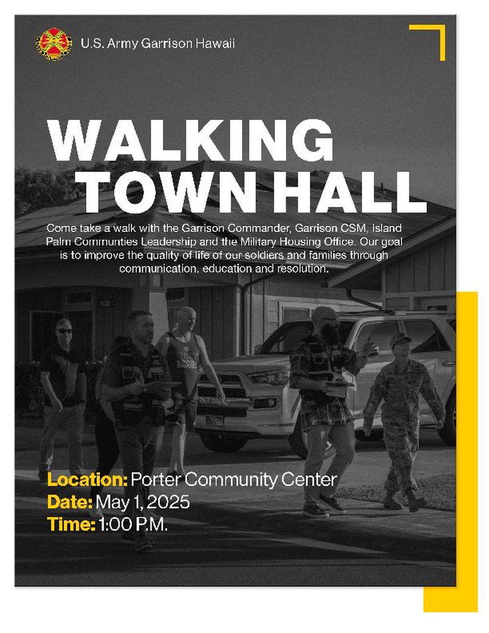 U.S. Army Garrison Hawaii Walking Town Hall Flyer