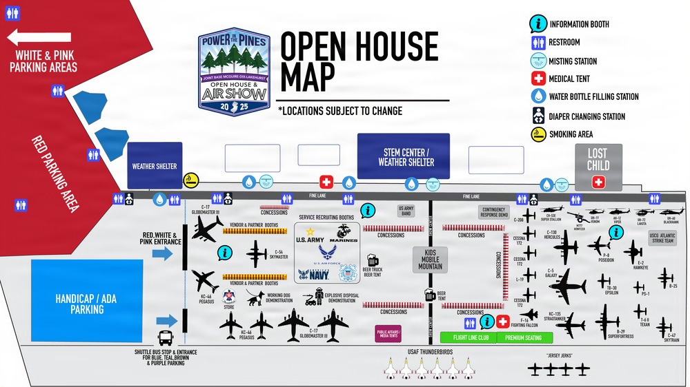 2025 "Power in the Pines" Open House and Air Show Map