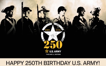 Army 250th Birthday Festival Pentagon Column wrap promotional poster