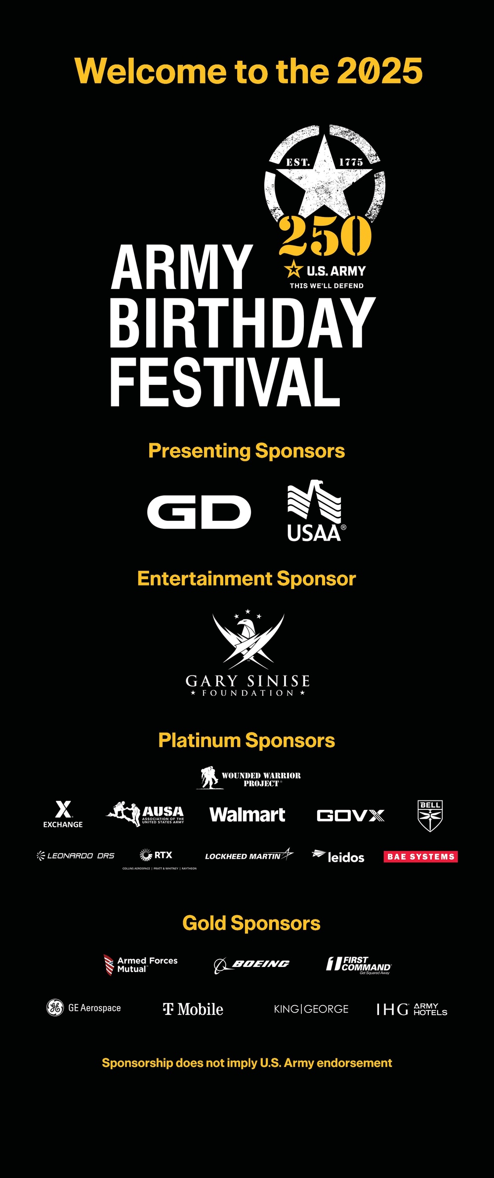 Army 250th Birthday Festival Welcome Tent