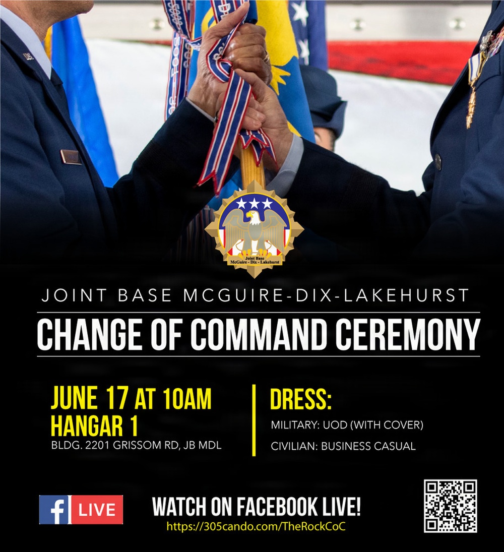 2025 JB MDL Change of Command Ceremony Graphic