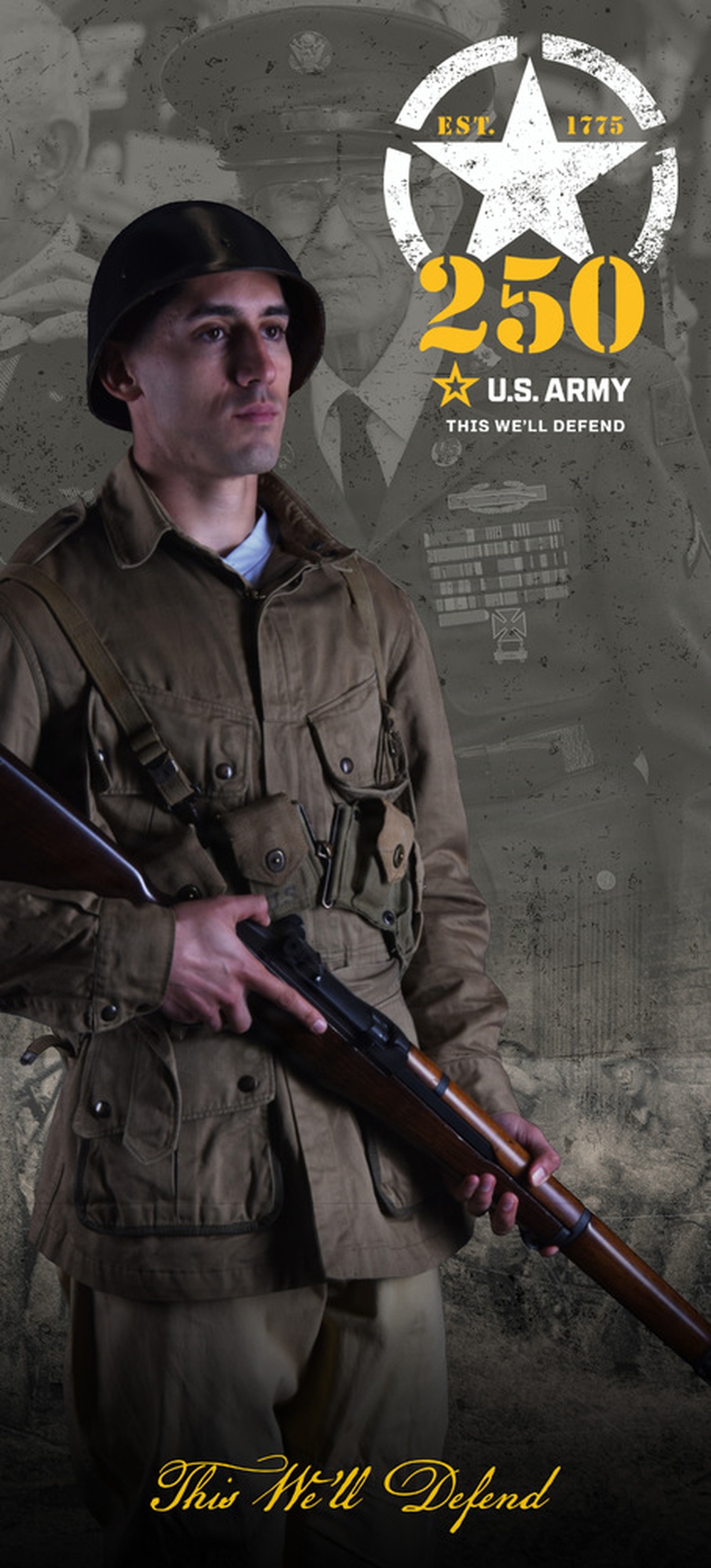 Army 250th Birthday Promo Poster-WWII Era (full color)