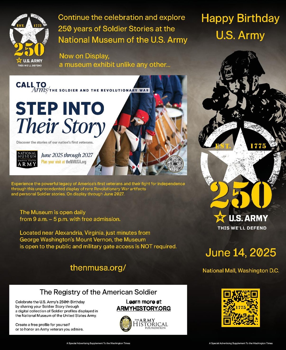 Army 250th Birthday Cover Wrap for The Washington Times