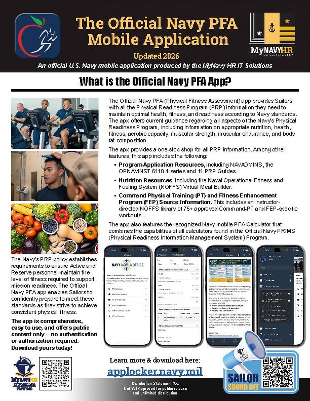 Physical Fitness Assessment (PFA) app infosheet