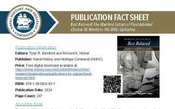 Publication Fact Sheet, BEST BELOVED: THE WARTIME LETTERS OF FLEET ADMIRAL CHESTER W. NIMITZ TO HIS WIFE, CATHERINE