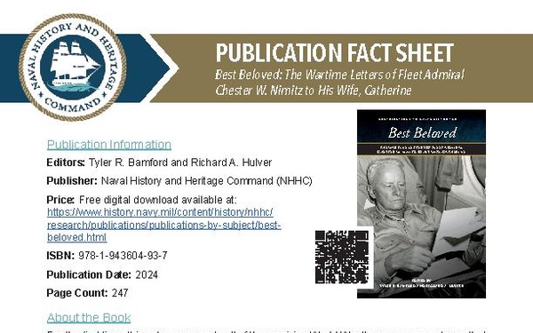 Publication Fact Sheet, BEST BELOVED: THE WARTIME LETTERS OF FLEET ADMIRAL CHESTER W. NIMITZ TO HIS WIFE, CATHERINE