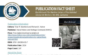 Publication Fact Sheet, Best Beloved: The Wartime Letters of Fleet Admiral Chester W. Nimitz to His Wife, Catherine