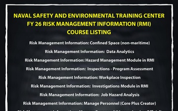 Naval Safety and Environmental Training Center FY 26 RMI course listing