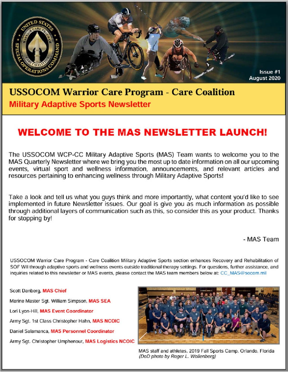 Military Adaptive Sports Newsletter August Thumbnail