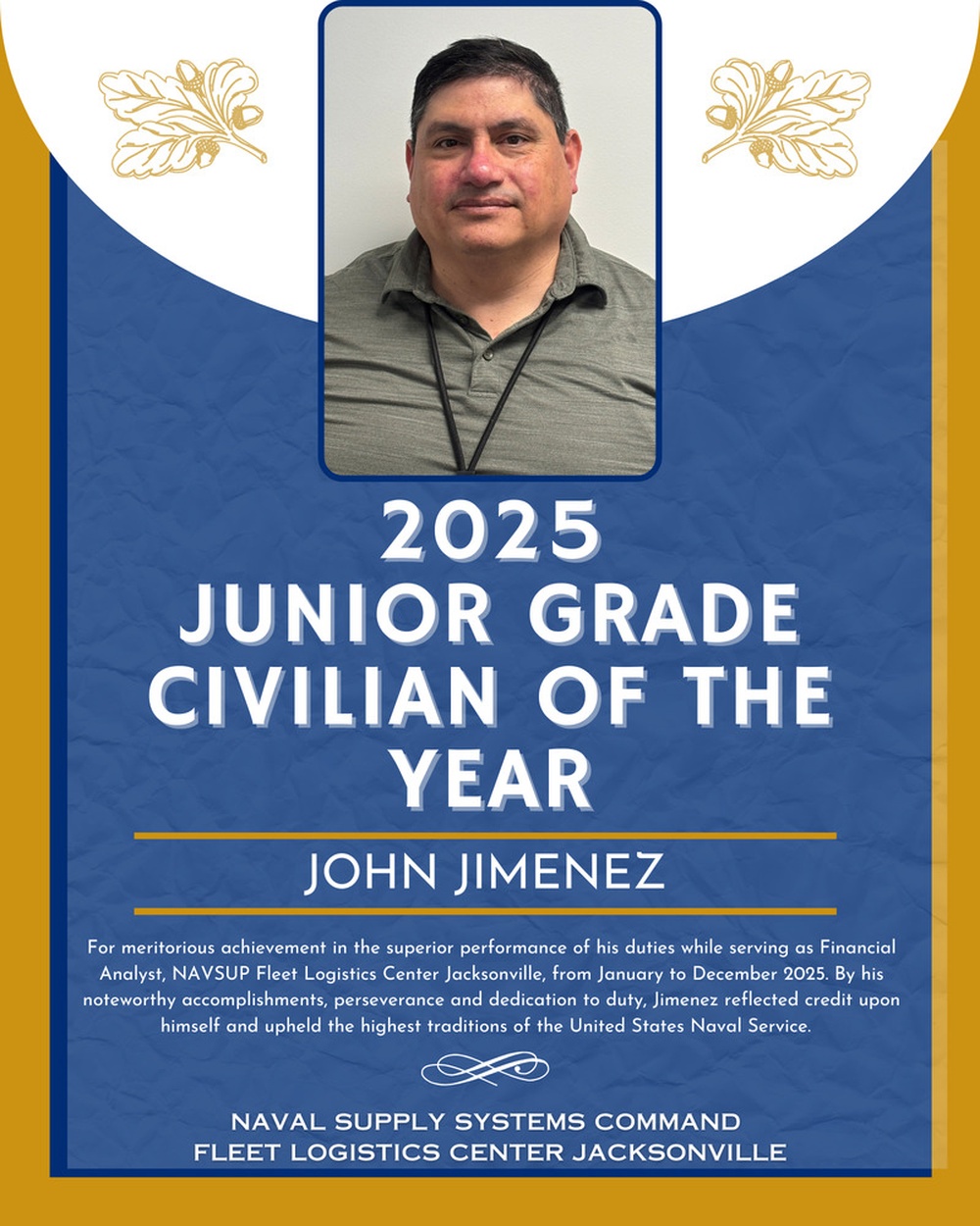 2025 Junior Grade Civilian of the Year