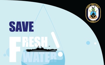 USS Iwo Jima Water Conservation Poster: Efficient Showering Techniques