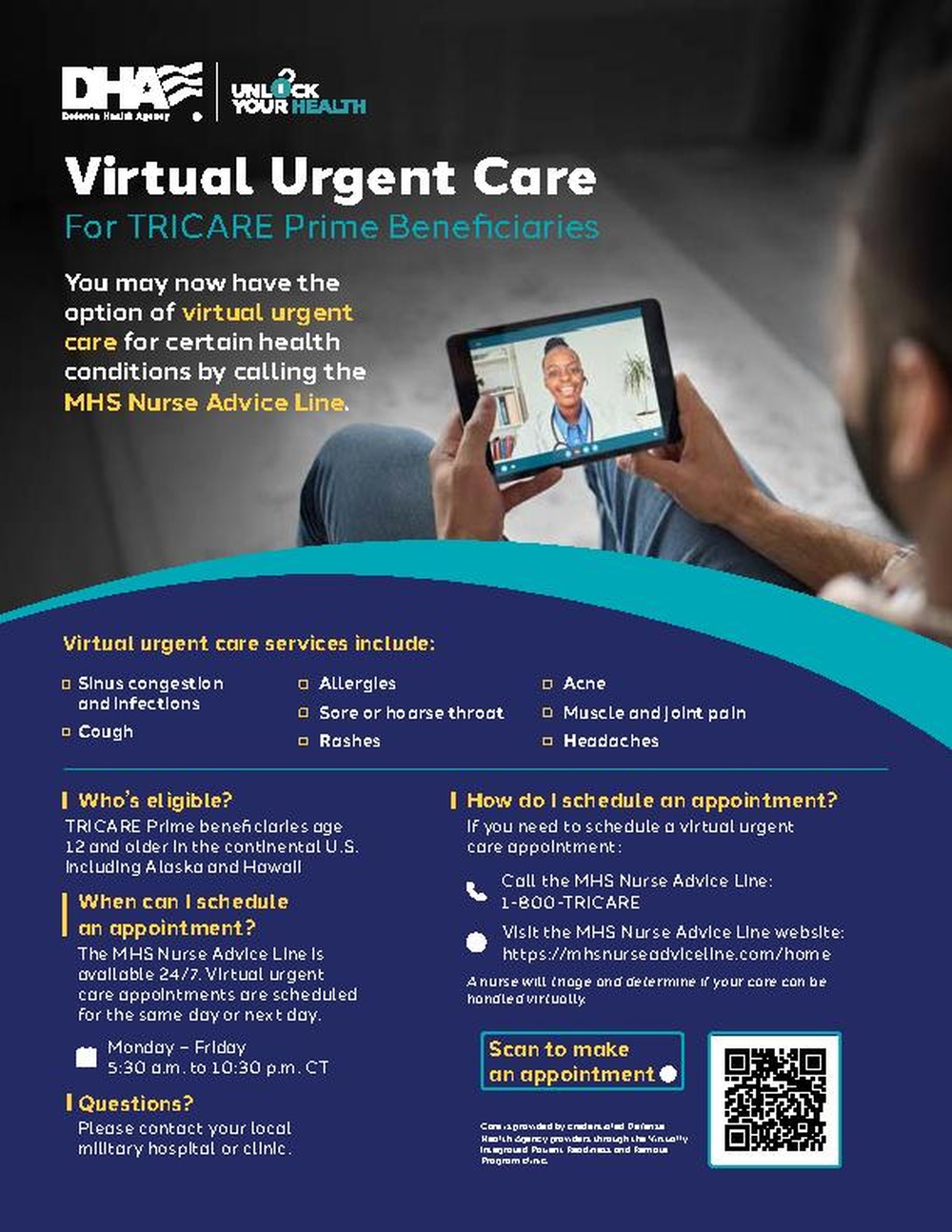 One Pager: Virtual Urgent Care for TRICARE Prime Beneficiaries