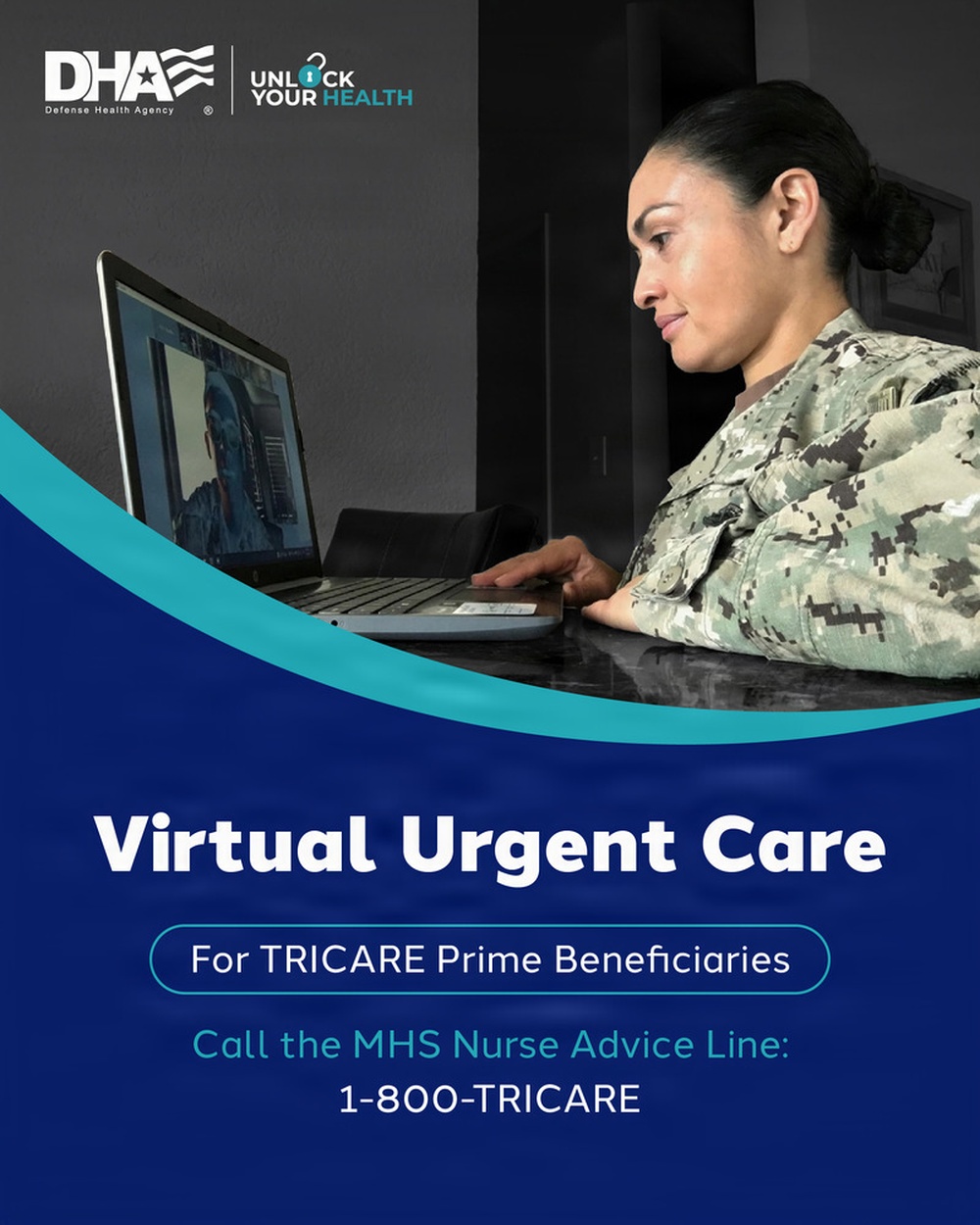 Social Media Graphic: Virtual Urgent Care for TRICARE Prime Beneficiaries