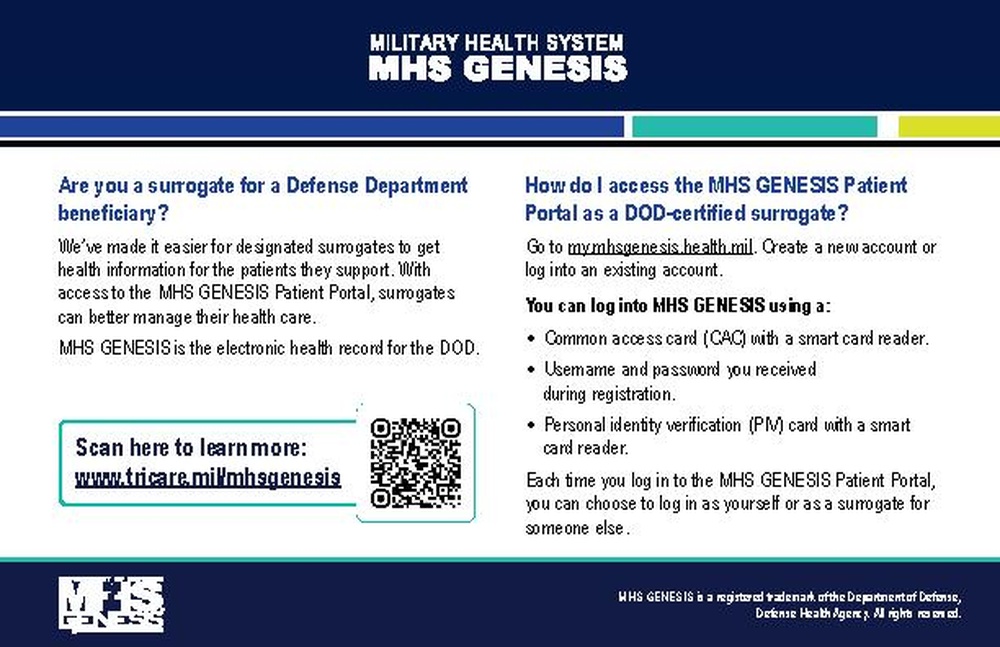 Half-Flyer: MHS GENESIS Surrogate Patient Portal Access FAQ