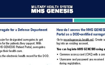 Half-Flyer: MHS GENESIS Surrogate Patient Portal Access FAQ