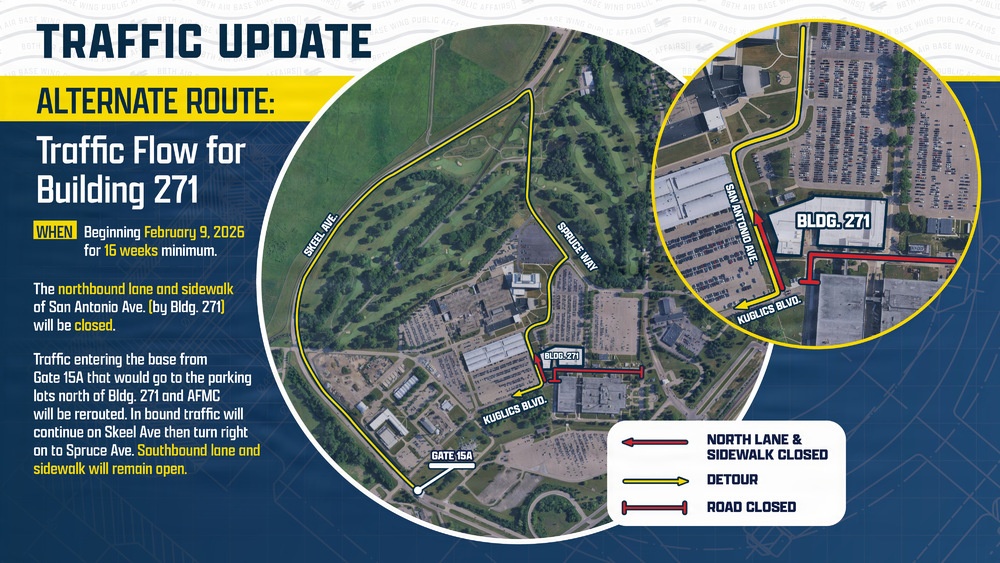 Wright-Patterson AFB announces temporary traffic flow change