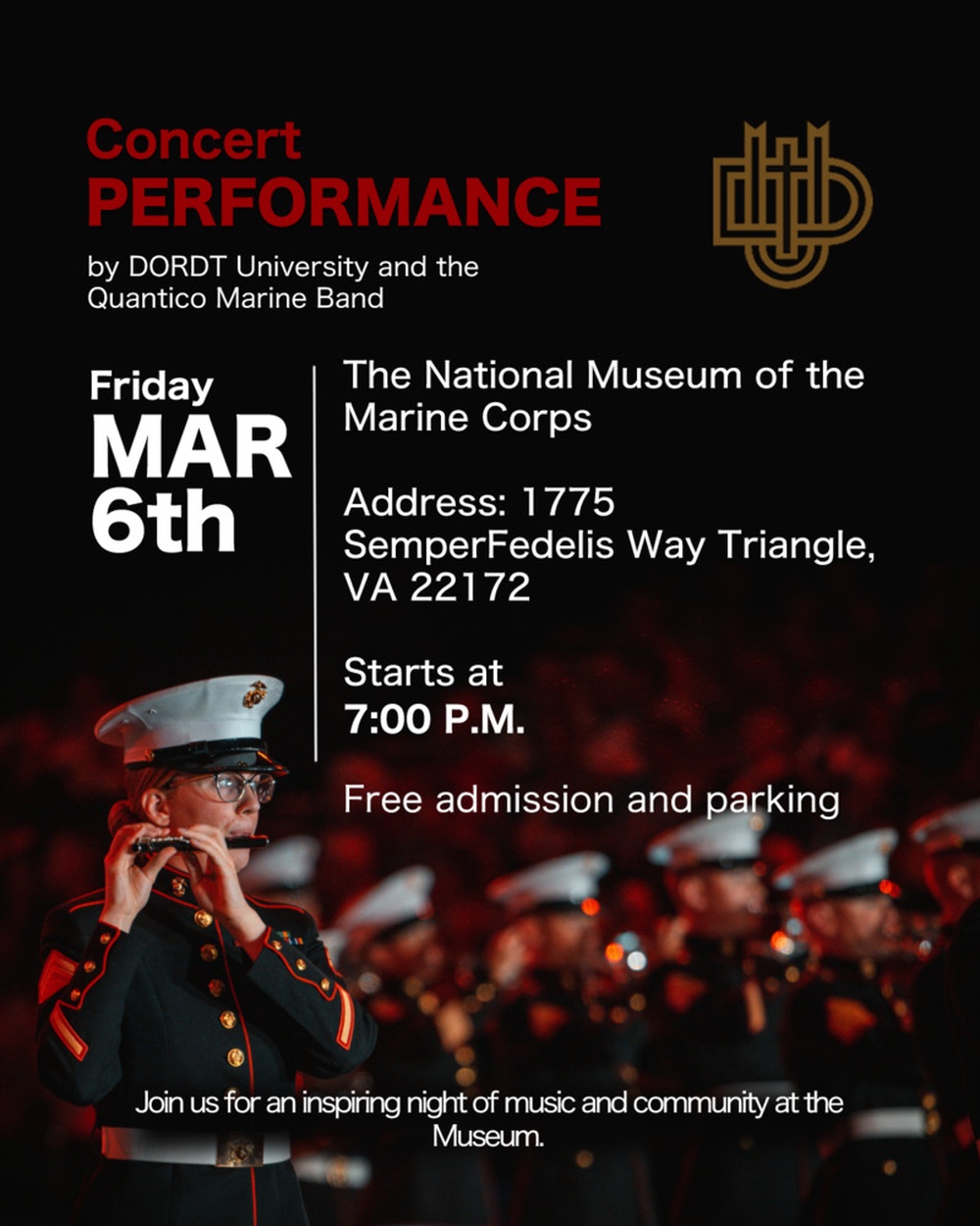The Quantico Marine Band and DORDT University’s spring tour performance