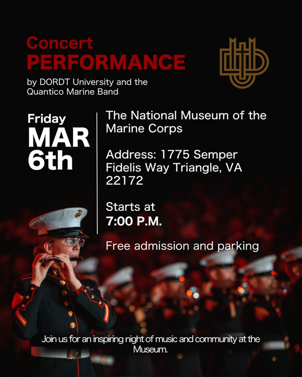The Quantico Marine Band and DORDT University’s spring tour performance
