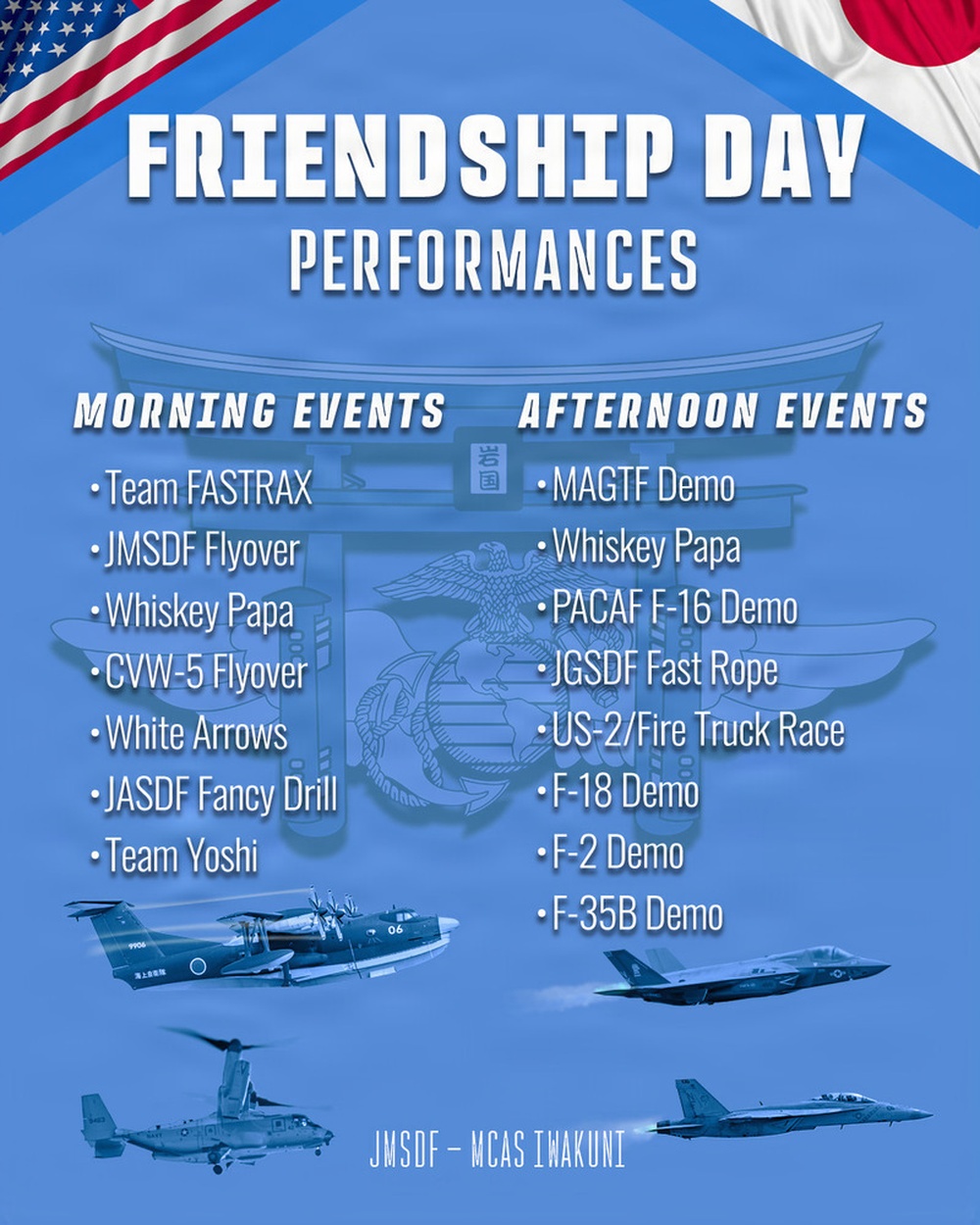 MCAS Iwakuni Friendship Day Performances list 2025