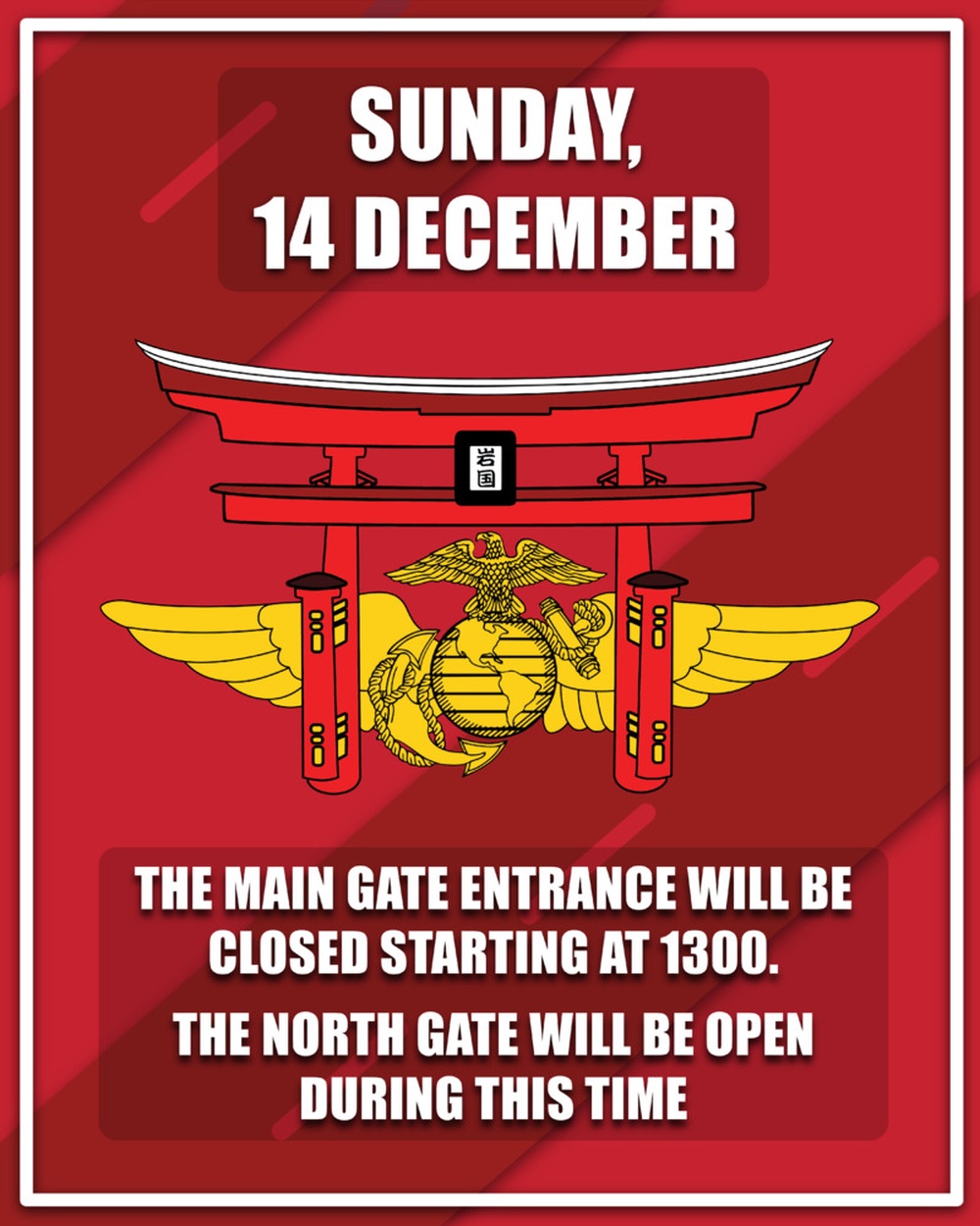 MCAS Iwakuni Main Gate closure 2025