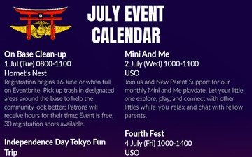 MCAS Iwakuni July Event Calendar 2025