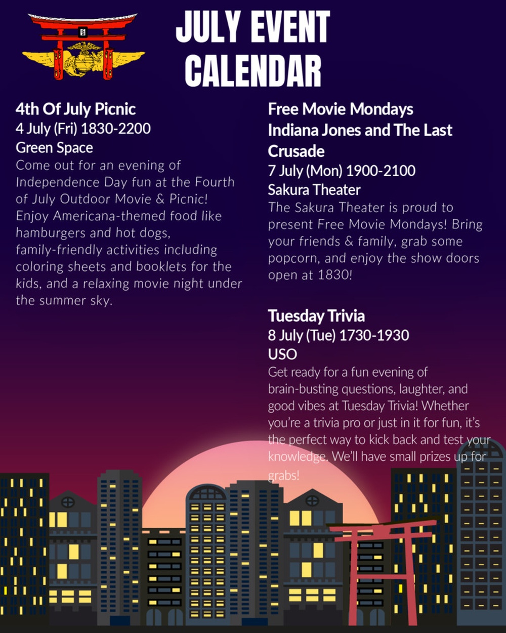 MCAS Iwakuni July Event Calendar 2025