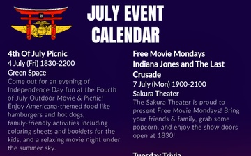 MCAS Iwakuni July Event Calendar 2025