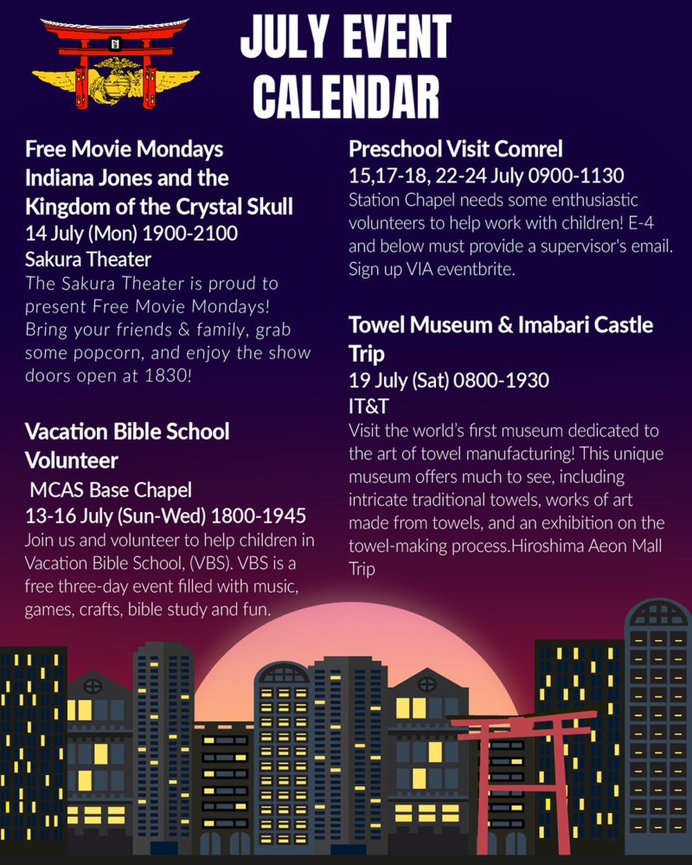 MCAS Iwakuni July Event Calendar 2025