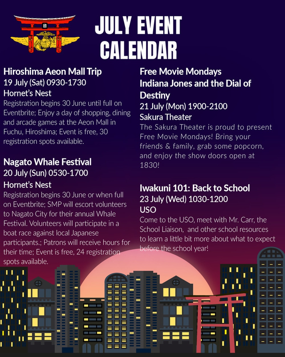 MCAS Iwakuni July Event Calendar 2025