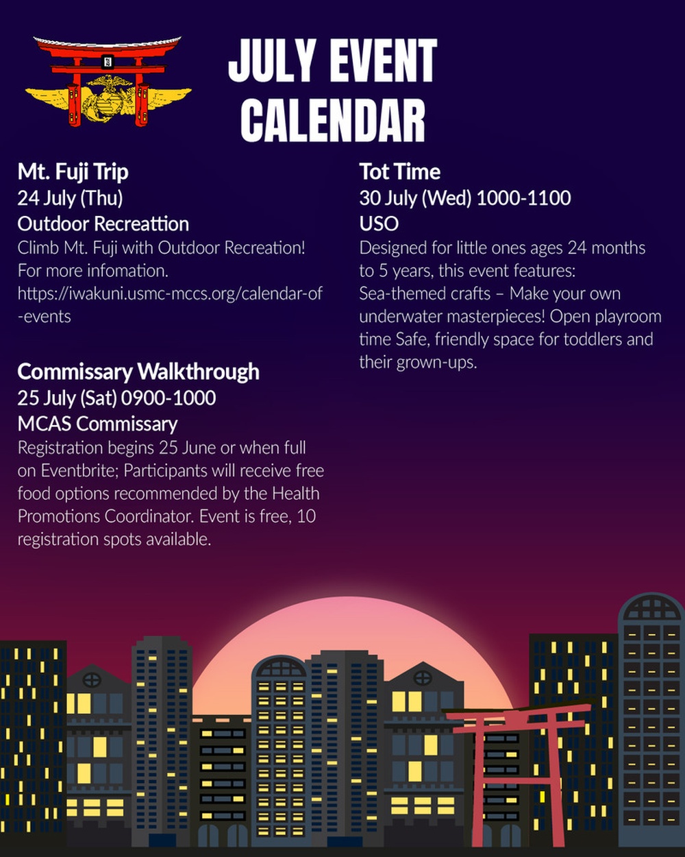 MCAS Iwakuni July Event Calendar 2025