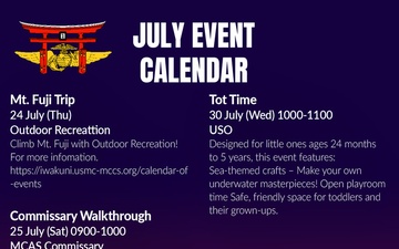 MCAS Iwakuni July Event Calendar 2025