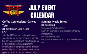 MCAS Iwakuni July Event Calendar 2025