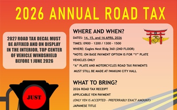 MCAS Iwakuni Road Tax graphic 2026