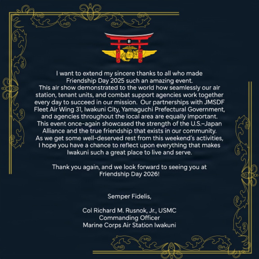 Col. Rusnok Thank You Letter
