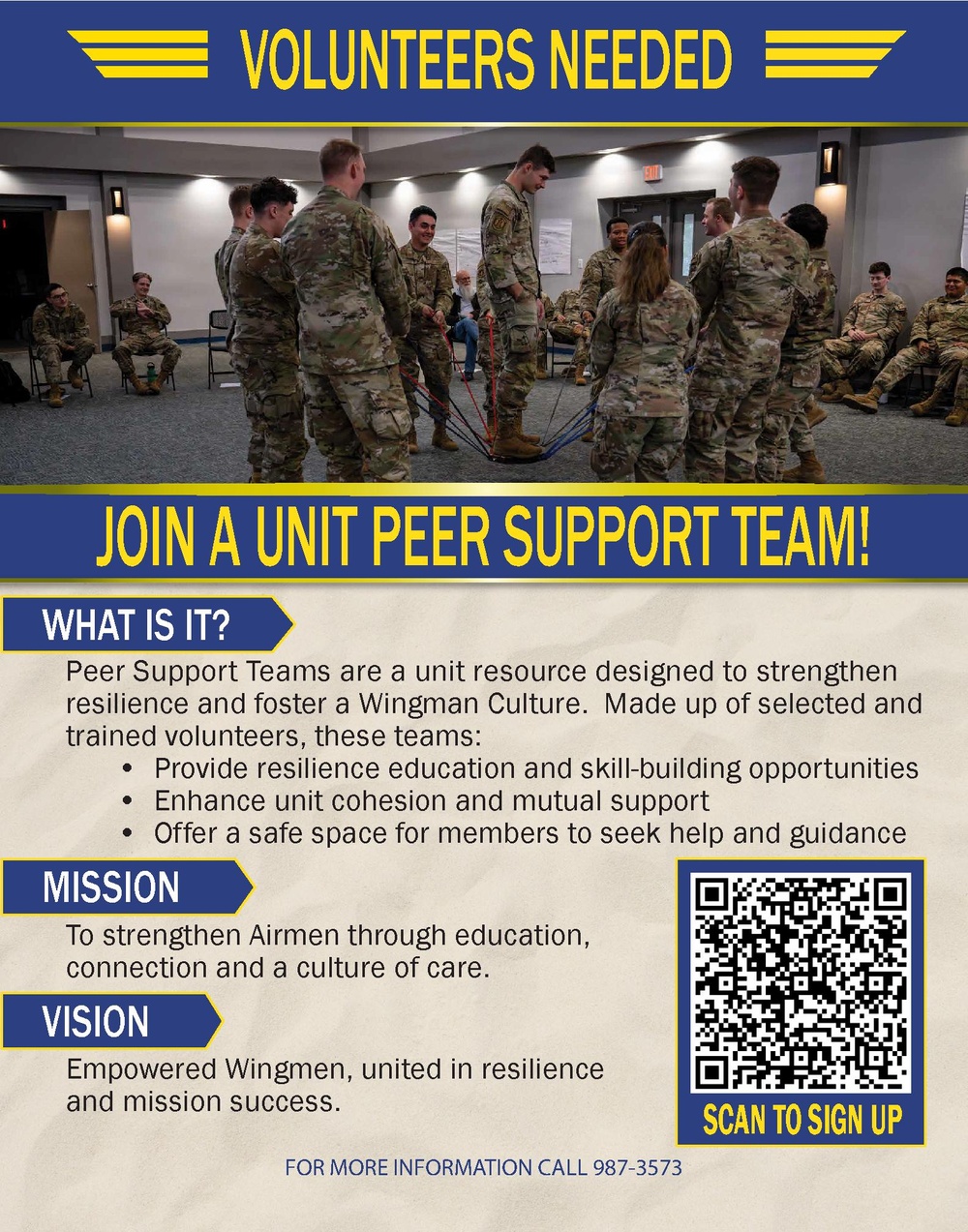 Peer Support Team Volunteer graphic created for Little Rock AFB